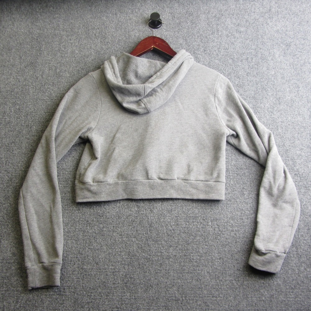 Hollister Full Zip Cropped Hoodie Womens Medium Grey Solid Long Sleeve Y2K 2000s - Picture 2 of 9